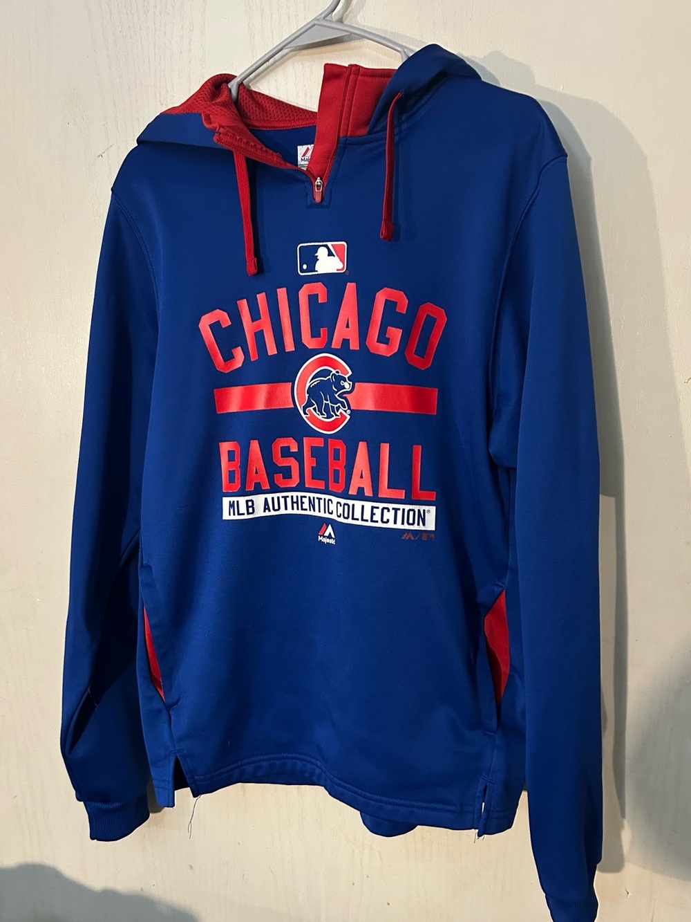 Chicago Cubs Majestic MLB Authentic Collection Quarter Zip Hoodie Small